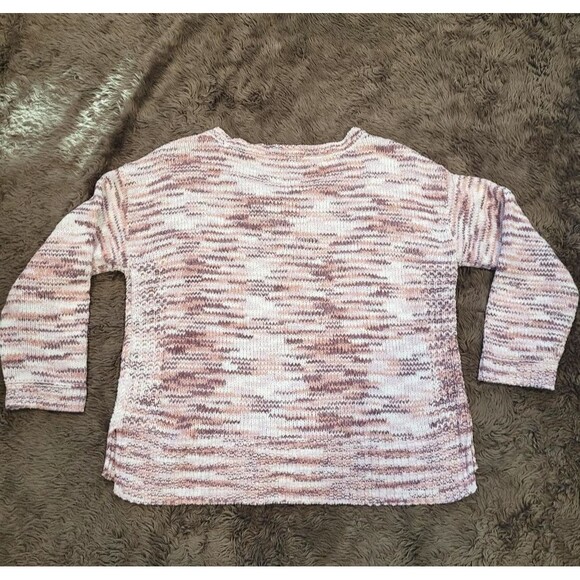 Maurices Sz Large Cozy White Pink Striped Knit Sweater Relaxed Fit Long Sleeve - Picture 5 of 5